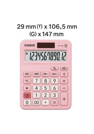 12 Haneli Masa Üstü Hesap Makinesi, Pembe Renk 124-Pembe