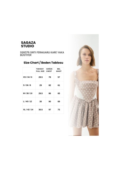 Sagaza Studio Ss6076 İplik Detaylı Arkası Fermuarlı Büstiyer Vizon