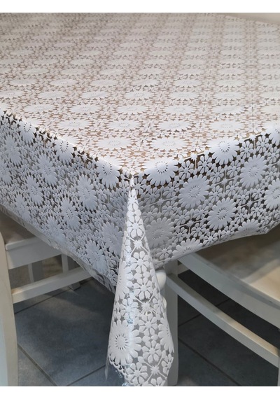 Ithal Pvc Muşamba - Desenli Silinebilir Masa Örtüsü 07nl73g Beyaz