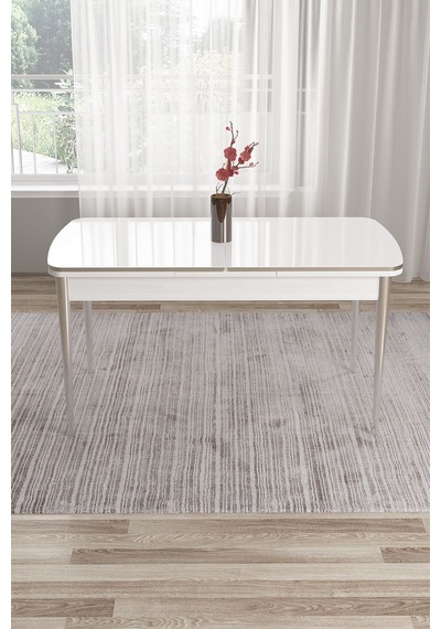 Canisa Tia Serisi 80x132 Açılabilir Mdf Beyaz Krom Ayaklı Yemek Masası Beyaz Masa Ayaklar Gold Canisa Tia Serisi 80x132 Açılabilir Mdf Beyaz Krom Ayaklı Yemek Masası Beyaz Masa Ayaklar Gold