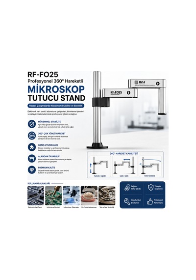 Rf-fo25 Profesyonel 360 Hareketli Mikroskop Tutucu Stand Titreşim Engelleyici Metal Kol