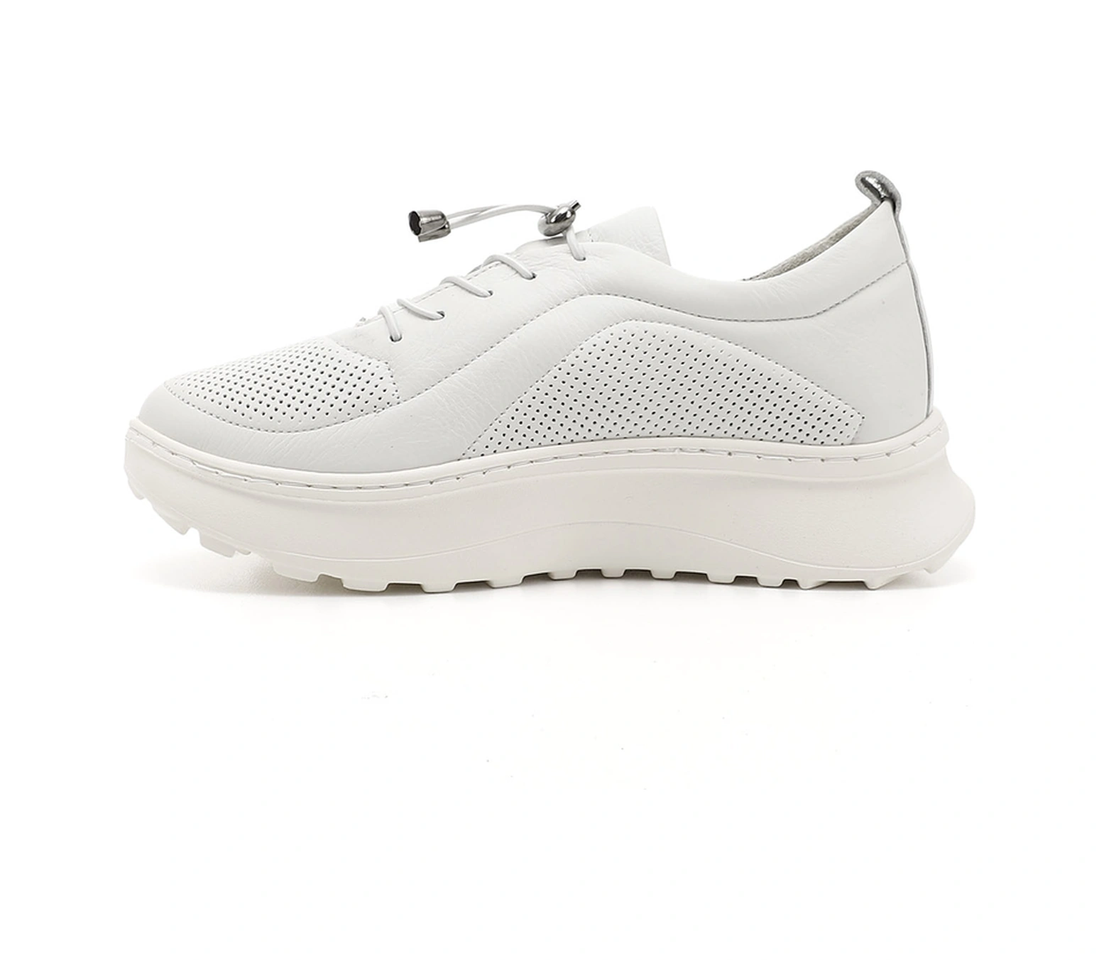 Gönderi(R) Gönderi R Kadın Beyaz Lastik Bağcıklı Comfort Dolgu Taban Hakiki Deri Sneaker Ddza73845191 Beyaz