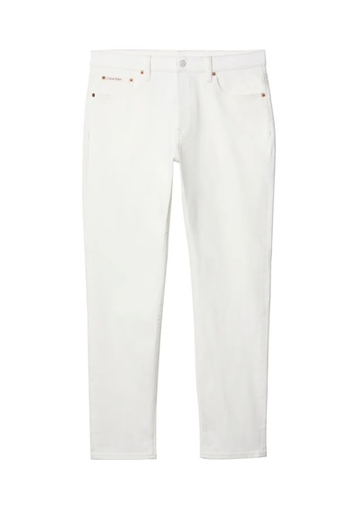 Calvin Klein Classıc Taper Chalk, Asn, 32, 34 Beyaz Erkek Kot Pantolon