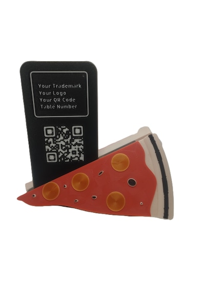 Mottopi Qr Menü Standı Pizza Dilim Tasarım / Dijital Menü Modern Stand,qr Menü Masaüstü Standı - 1 Adet Çok Renkli