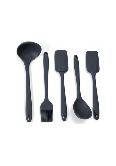 5 Parça Silikon Servis Takımı Küçük Boy 21 Cm Gri