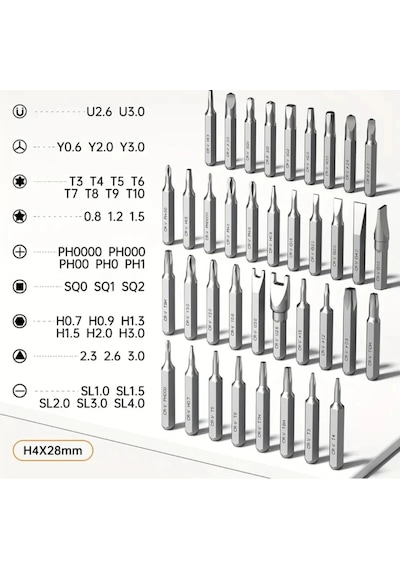3.7v Şarjlı Mini Elektrikli Tornavida Seti 600mah Type-c, 28 Parça Manyetik Hassas Uçlu Vida Seti