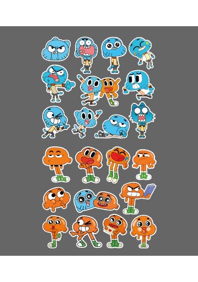 Gumball-darwin Watterson-çizgifilm Sticker Set 2li Parlak Kağıt- Çizgi Dizi Etiket Süsleme Mavi