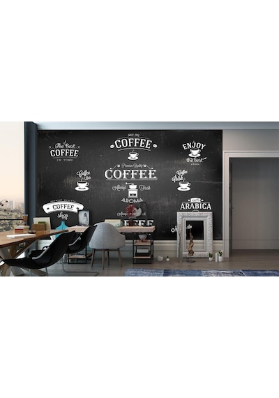 Coffee (Kafe) Yazılı Özel Tasarım Duvar Kağıdı