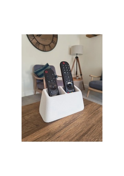 Alvera Iki Kumandalık Kumanda Standı Sehpa Ve Masa Üstü Kumanda Organizeri Dokulu Beyaz