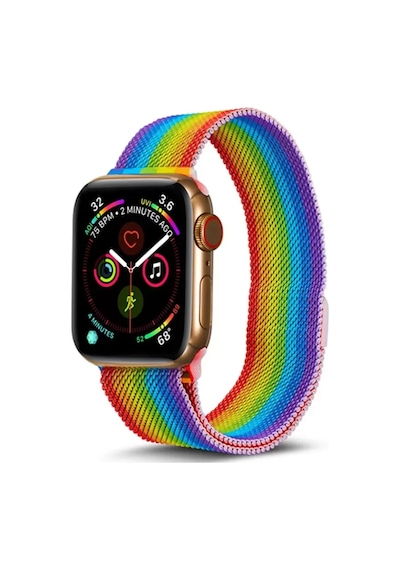 Newface Apple Watch 38mm Metal Mıknatıslı Kordon - Gökkuşağı