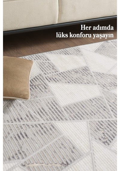 Modern Tasarımlı Pamuk Tabanlı Geometrik Desenli Saçaklı Siyah Renkli Halı Siyah