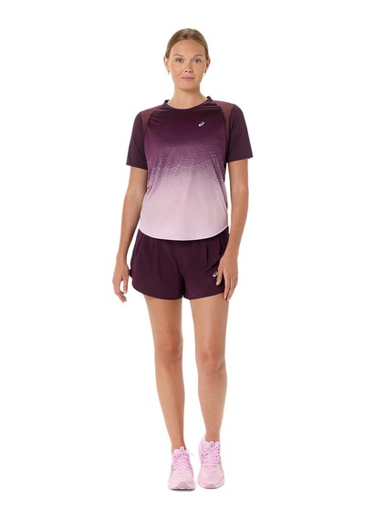 Asics Road Fade Ss Top Kadın Dark Aubergine/black Kısa Kollu Tshirt 2012d420-501