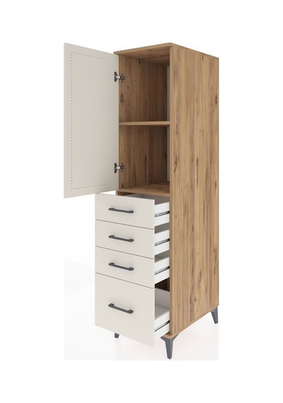 Kronos Dolap 2 Raflı 4 Çekmeceli Tek Kapaklı 44x59x182 Çam-ay... Çam