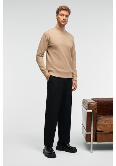 Grımelange QUILLA Erkek Yarım Balıkçı Basic Bej Sweatshirt