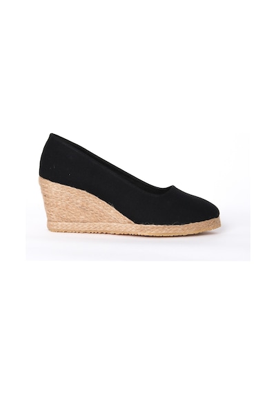 Star Tombis Siyah Keten Espadril Dolgu Topuk