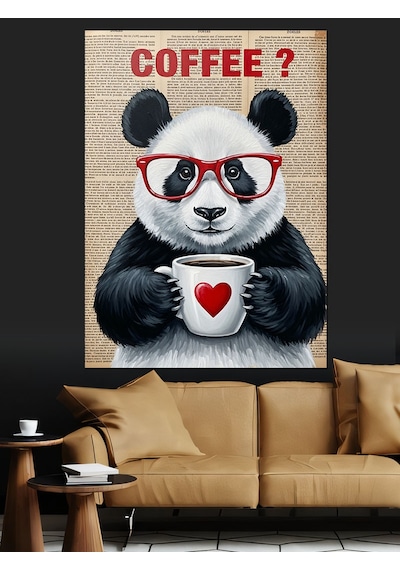 Ahşap Tablo Kalpli Panda Sevimli Dost Çocuk Odası Tabloları
