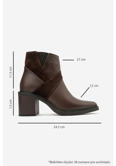 Luvi Shoes Jessıca Kahverengi Cilt Süet Hakiki Deri Kadın Kalın Topuklu Bot