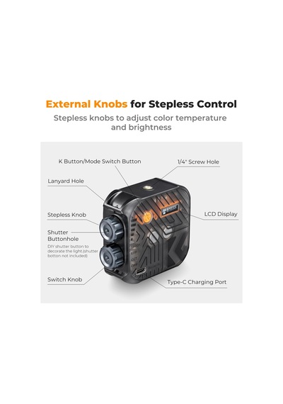 K&f Concept Bi-color Pocket-size Led Video Light Black Mini Bi-color Video Işığı