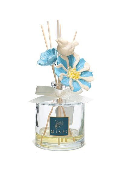 Crystal Bloom Collection Azure-parlak Sırlı Seramik Çiçekli Oda Kokusu-vanilya Sandal