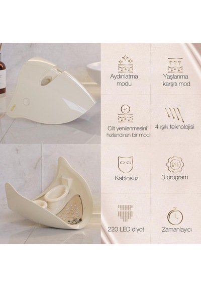 Neno Beauty Alva Led Yüz Maskesi 4 Işık Teknolojili Premium Cilt Bakım Maskesi