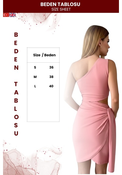 Zedefx Kadın Asimetrik Kesim Krep Elbise Pembe
