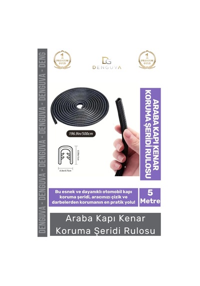 Korumafitili Esnek Dayanıklı Kauçuk Metal Klipsli Araç Kapı Bagaj Kenar Darbe Koruma Fitil Şeridi