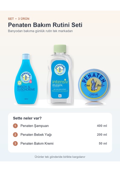 Penaten Bakım Rutini Seti 3 Parça: Şampuan + Bebek Yağı + Bakım Kremi