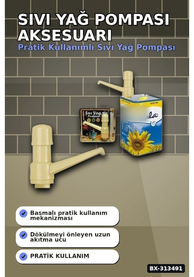 Vakumlu Çift Çekvalfli 30 Cm Sıvı Yağ Pompası - Mutfak Şişe Pompa Aksesuarı Bx-313491 Diğer