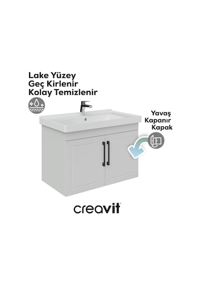 Creavit D20 80 Cm Kapaklı Lavabo Dolabı Beyaz Lake Beyaz Creavit D20 80 Cm Kapaklı Lavabo Dolabı Beyaz Lake Beyaz