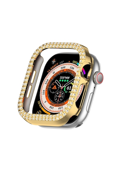Apple Uyumlu  Watch  10. Nesil 46mm Parlak Taşlı 360 Tam Koruma Kapak Kılıf