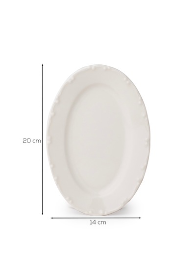 Porsima 4463 Liana Porselen Kayık Tabak Seti - Oval Kahvaltılık Sunumluk Seti 20cm Beyaz
