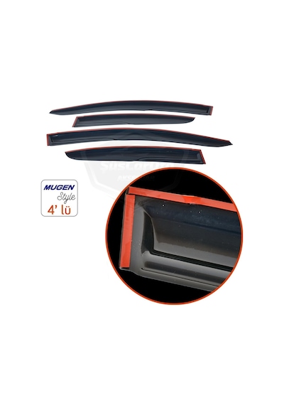 Fiat Linea 2007-2015 Uyumlu Mugen Cam Rüzgarlığı Seti Piano Black 4'lü İthal (00) (ŞüsCarOto Aksesuar)