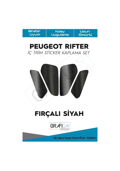 Peugeot Rifter İle Uyumlu Iç Trim Kaplama Sticker Set Fırçalı Siyah