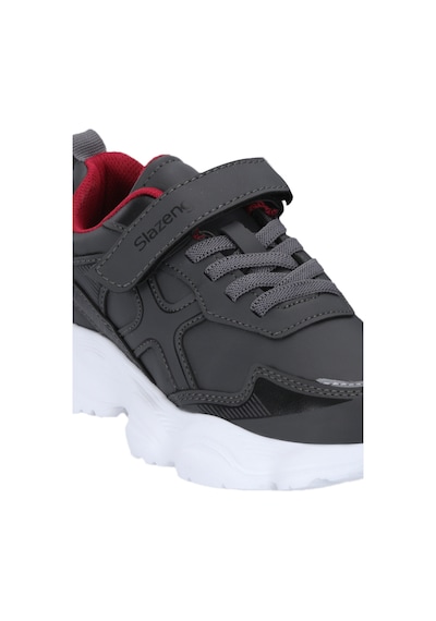 Slazenger Fıffy Unisex Çocuk Cırtlı Koyu Gri / Kırmızı Günlük Spor Ayakkabısı Koyu Gri - Kırmızı