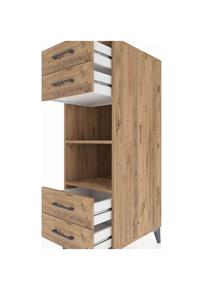 Kronos Dolap 2 Raflı 4 Çekmeceli 44x59x134 Çam-çam Çam