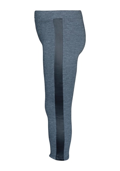 Lovetti Siyah Kız Çocuk Yan Deri Panelli Pike Kumaş Tayt 5211-5S001 Siyah