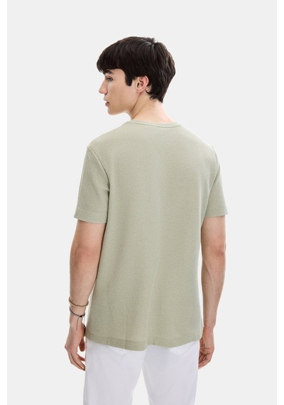 Backandbond Mint Yeşil Regular Fit Örme Bisiklet Yaka Tişört Mint Yeşili