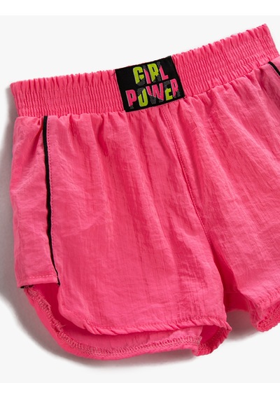 Koton Mini Şort Şerit Detaylı Beli Lastikli Neon Pembe 2skg40102aw Neon Pembe