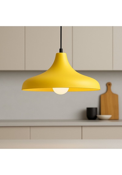 Aura Metal Tekli Sarı Sarkıt Avize Retro Rustik Model Salon Avize
