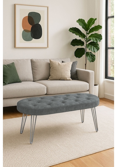 Louca Bench, Gri Silver Gri - Gümüş