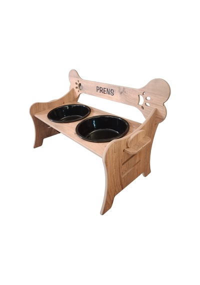 Köpek Su Ve Mama Standı-özel Isim Baskı-meşemdf-kademelikemik-büyükırk-seramiksiyahkase-2 1000ml