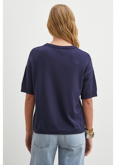 Never More Bisiklet Yaka Triko T-shirt Lacivert