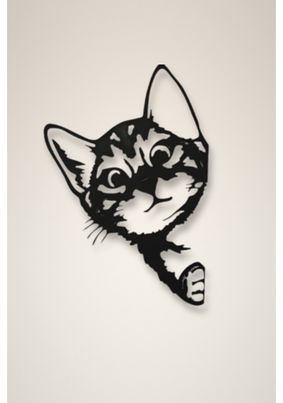 Zeroxo Kapı Arkasından Bakan Kedi Figürü Duvar Süsü 17.1x0.2 Cm
