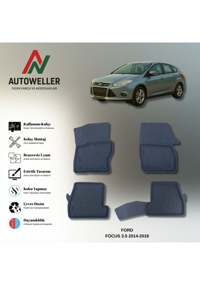 Ford Focus 2014-2018 Uyumlu Havuzlu Oto Paspas