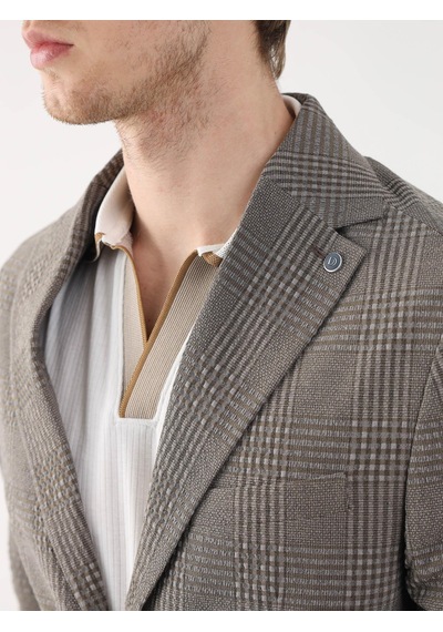 Dufy Kahve Erkek Slim Fit Mono Yaka Ceket - 95400 Kahverengi