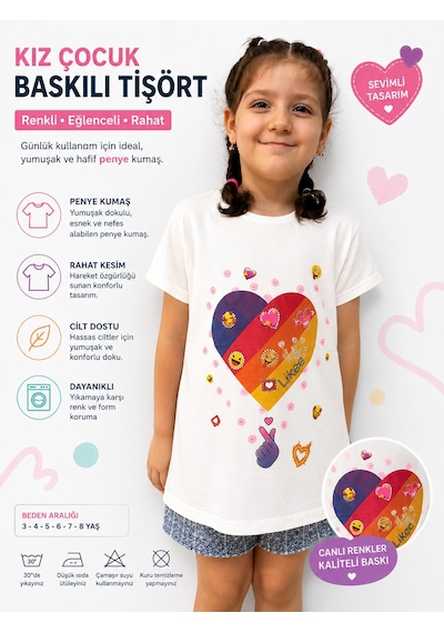 Monili Kız Çoçuk T-shirt beyaz