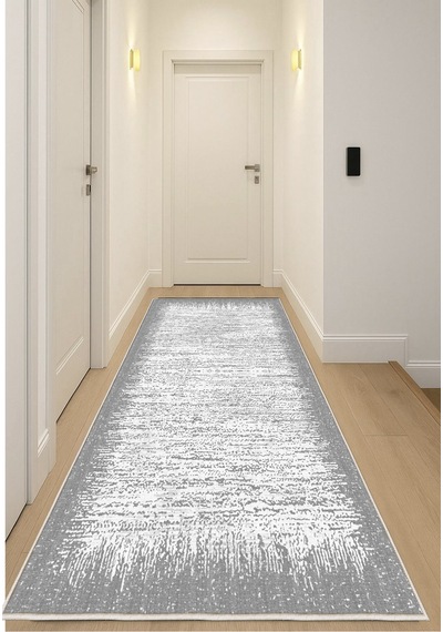 Gri Dijital Baskı Halı Kaymaz Tabanlı Yıkanabilir Halı Yolluk Salon Halısı122