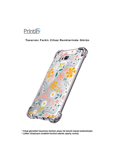 Huawei Mate 20 Lite Uyumlu Köşe Korumalı Antişok Kapak Çiçek Tasarımlı Şeffaf Kılıf
