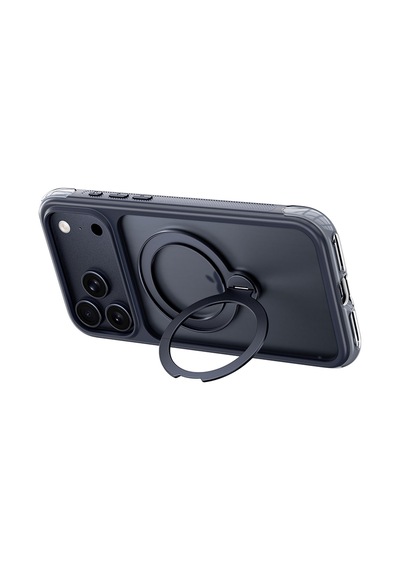 Apple iPhone Uyumlu  17 Pro Max Kılıf Wiwu As-203 Aeroshield Ultra Serisi M-safeli Airbagli Standlı Kapak Lacivert