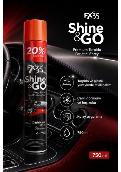 Shine & Go Antistatik Plastik Konsol Ve Iç Plastik Parlatıcı Vanilya Muz Kokulu 750 Ml 1 Adet